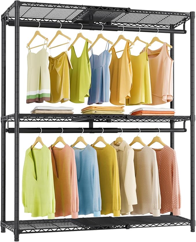 VIPEK X1 Plus Expandable Reach-in Closet Adjustable from 2'8" to 4'6" with Adjustable Shelves and Hanger Rods Clothes Rack Heavy Duty, Metal Clothing Racks Portable Walk-in Closet, Black