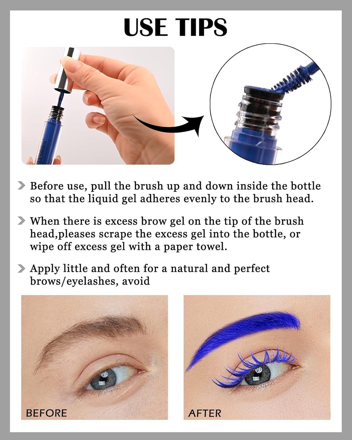 Tinted Eyebrow Mascara Gel- 1Pcs Long-lasting Waterproof Smudge-proof Blue Brow Glue Colored Liquid Mascara,Tinted Brow Filler Curling Mascara, Women's Day Eye Makeup Gift for Women Girl-07