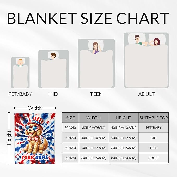 Personalized Blanket for Girls - 50" x 60" Inches Cute Dog Blankets for Teens - Golden Retriever Cozy Plush Throw for Sofa, Home