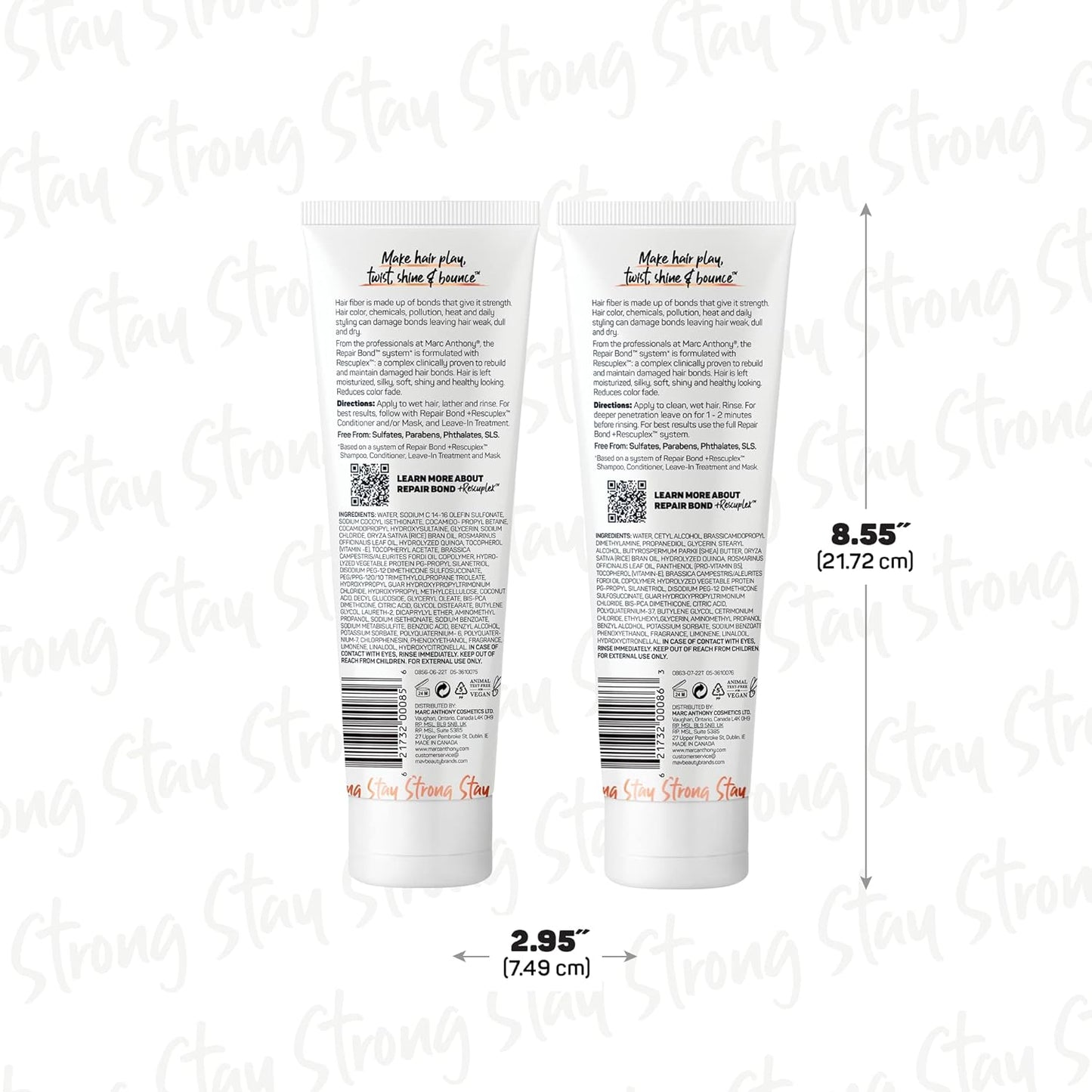 Marc Anthony Repairing Shampoo & Conditioner Set - Rescuplex Bond Repair, Strengthens Hair, Eliminates Frizz & Flyaways, Revives Dry & Damaged Hair