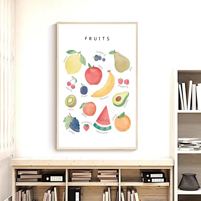 OZCONO Vegetables and Fruits Educational Posters, Harvest Chart Kids, Classroom Decor, Rainbow Nursery Wall Art, Homeschool Education Guide (Unframed) (24x36)