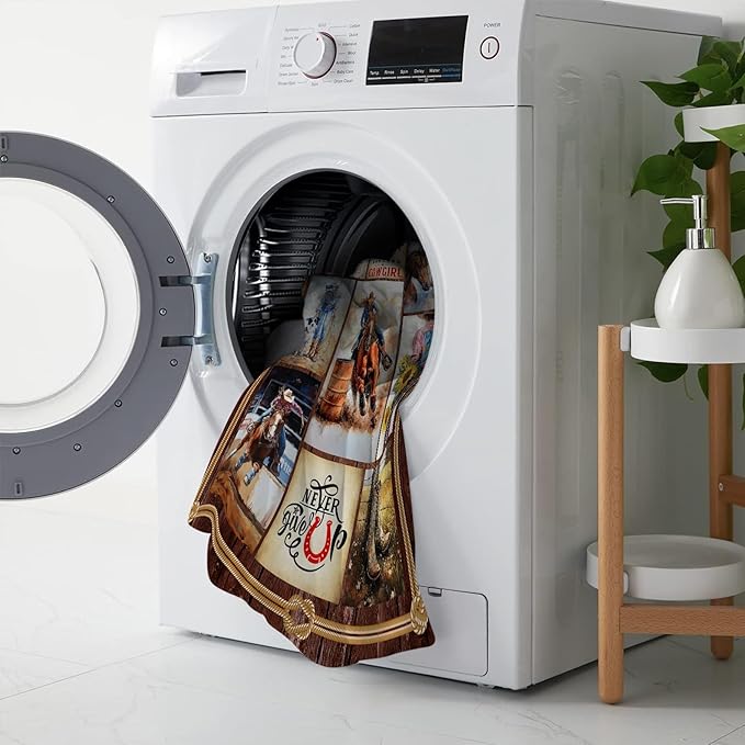 Cowgirl Racing Blanket Western Cowboy Throw Blanket Super Soft Flannel Lightweight Fluffy Plush Fuzzy Fleece Horse Blanket Gifts for Girls Woman Kids Prayer for Bed Sofa Bedding 40"X50"