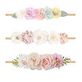 cherrboll 3pcs Baby Girl Headbands Flowers, Super Soft & Stretchy Nylon Floral Hairbands for Newborn Toddler
