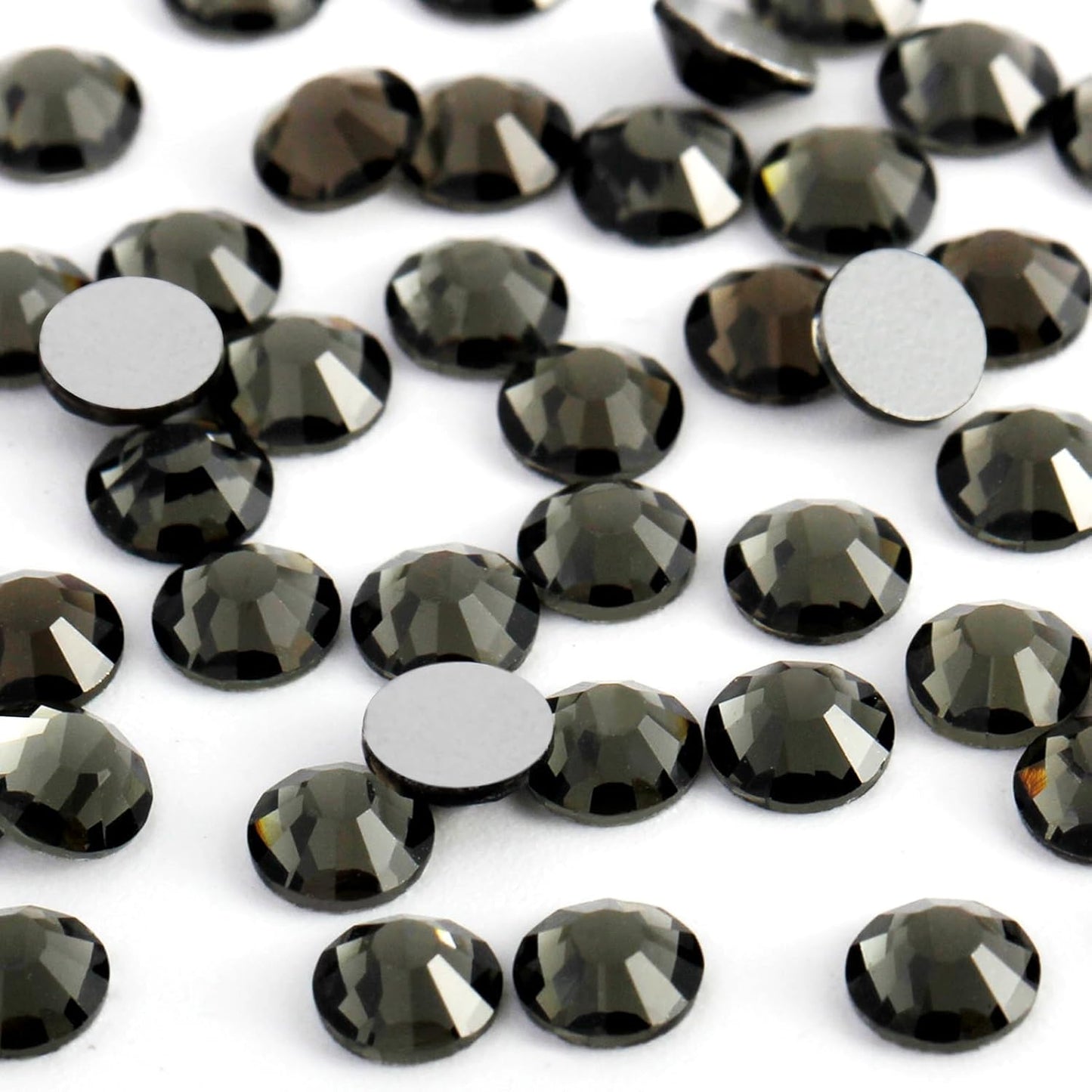 3000PCS SS10 Flatback Rhinestones | 12-Facet Diamond-Cut Glass Gems for Nail Art, Clothing, DIY Crafts |Glue-On Decoration Stones with Silver Backing(Black Diamond)