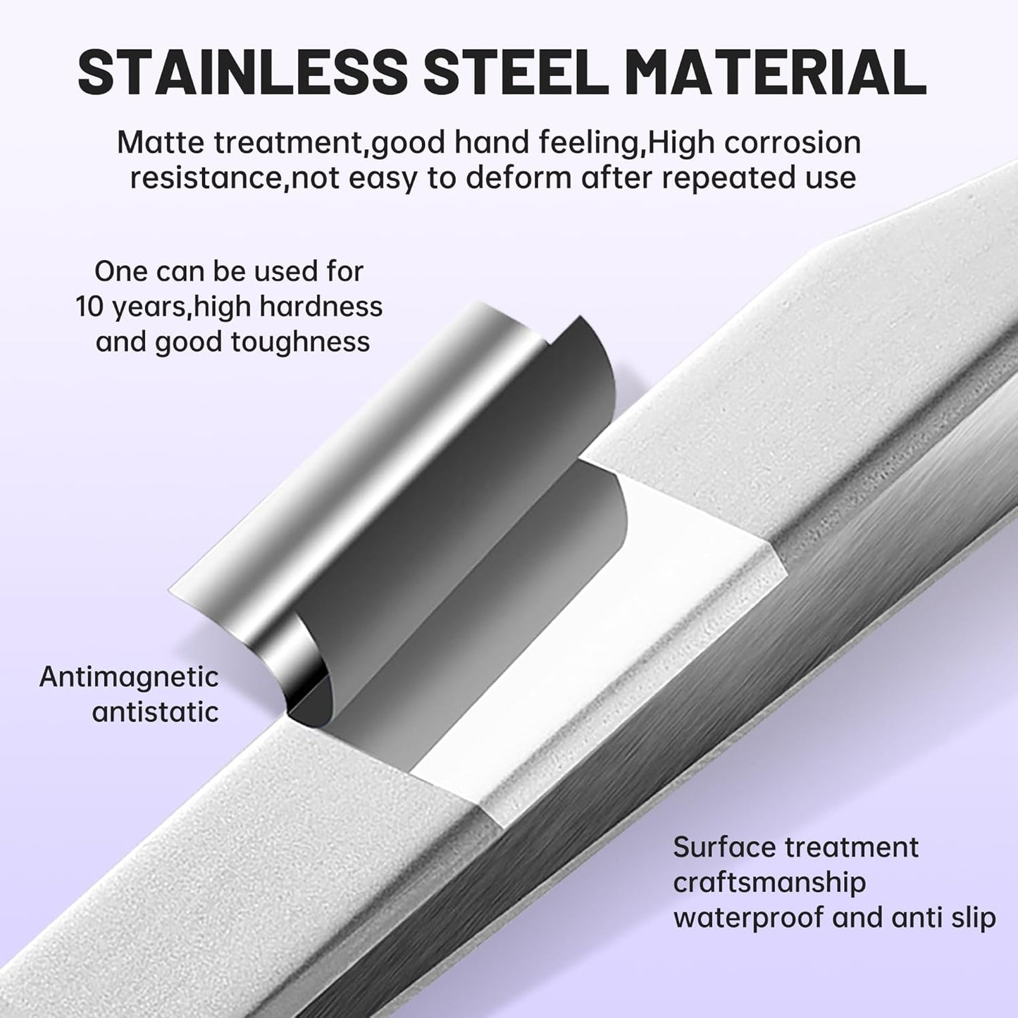 High Precision Lash Tweezers for Individual and Volume Eyelash Extensions Premium Stainless Steel Straight Fiber Tip Professional Isolation Tweezer