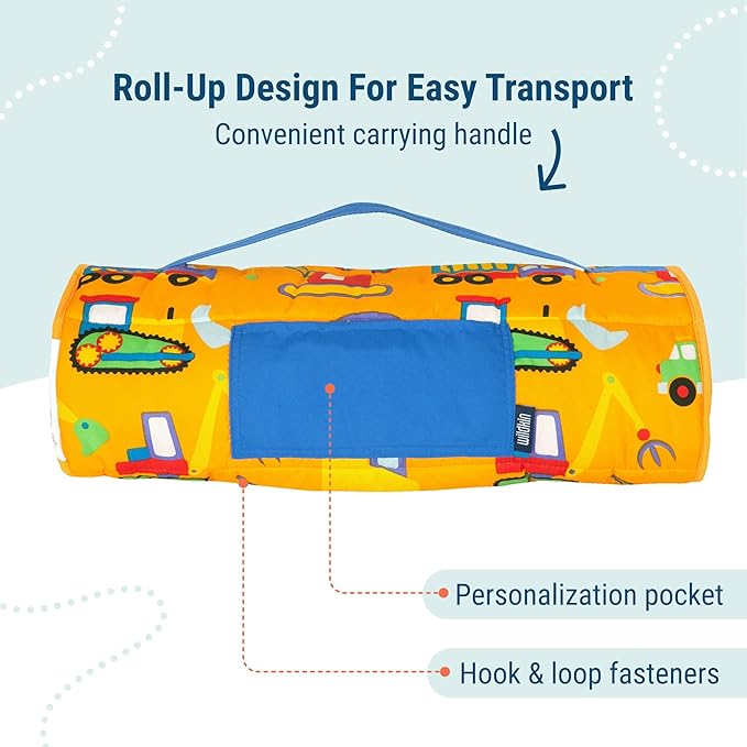 Wildkin 43-inch Kids Nap Mat – Soft Microfiber Toddler Sleeping Mat with Pillow