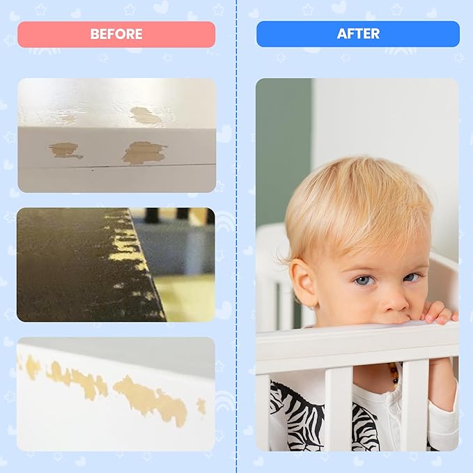 Crib Rail Covers for Teething Furniture Edge Protector for Baby - Plastic Crib Protector from Chewing - CPC Certified, CPSC Tested, LFGB Food Grade - Silicone Like TPE - Patent Pending