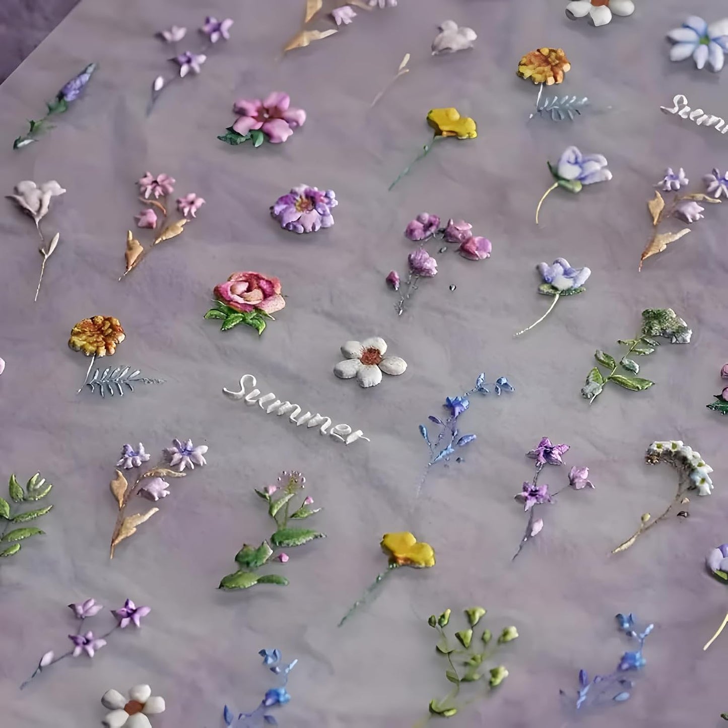 Flower Nail Art Stickers Decals 5D Embossed Self Adhesive Flower Nail Stickers for Nail Art Spring Summer Nail Decals Colorful Floral Nail Supplies Decoration for Women and Girls 2 Sheets