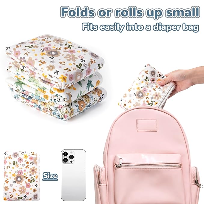 Baby Diaper Changing Pad – 31.5" x 21.5" Extra Large Waterproof Absorbent Portable Changing Mat, Reusable Changing Pad Liner for Travel or at Home Use(Floral2)