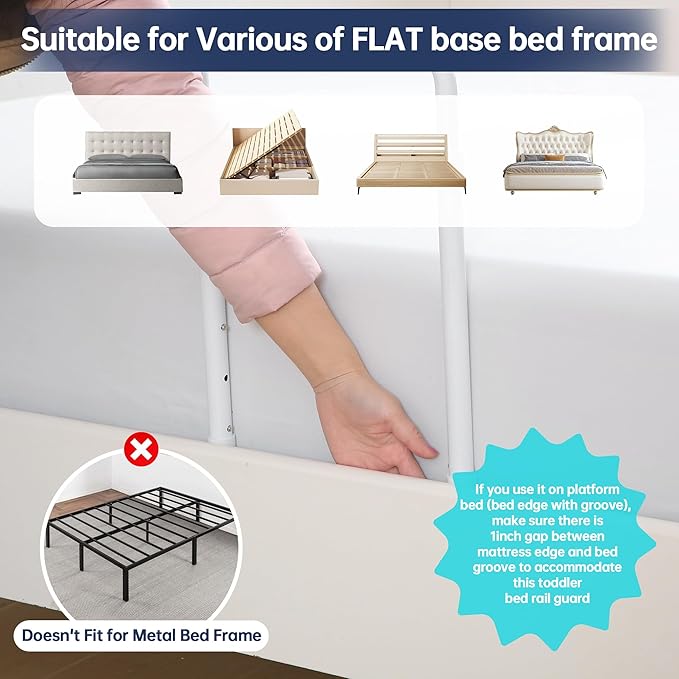 Bed Guard Rail for Toddlers, 59inch Foam Padded Side Rail for Queen King Twin Full Size Bed, Bedrail for Toddler, Bed Railing