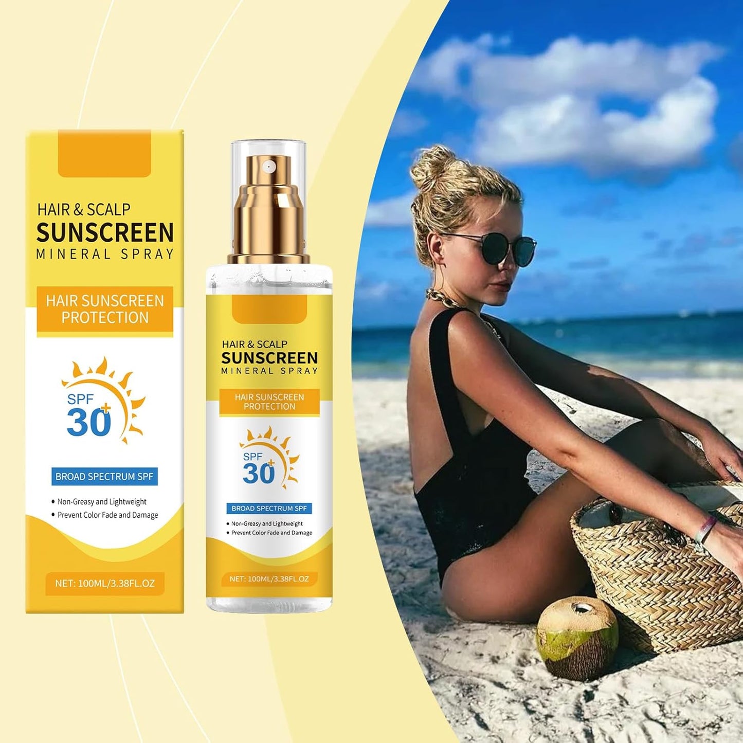 Ultimate Hair and Scalp Sunscreen Spray SPF 30 PA++ Oil Control Lightweight Breathable for All Hair Colors and Types.