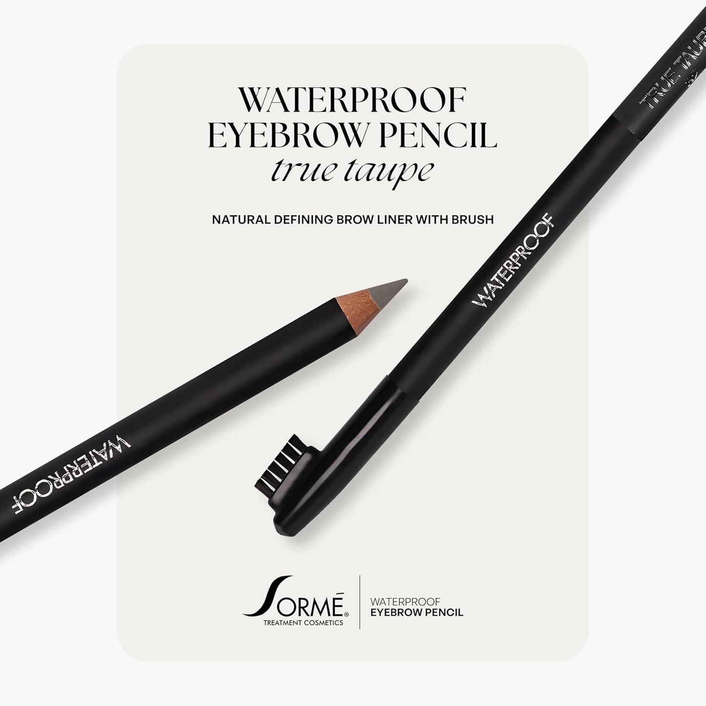 Sorme Natural Definitive Waterproof Eyebrow Pencil 0.04 oz | Smudgeproof Soft Gray Eye Brow Pencil | Dual Purpose Brow Pencil and Brush Combo | High Definition Waterproof Eyebrow Makeup