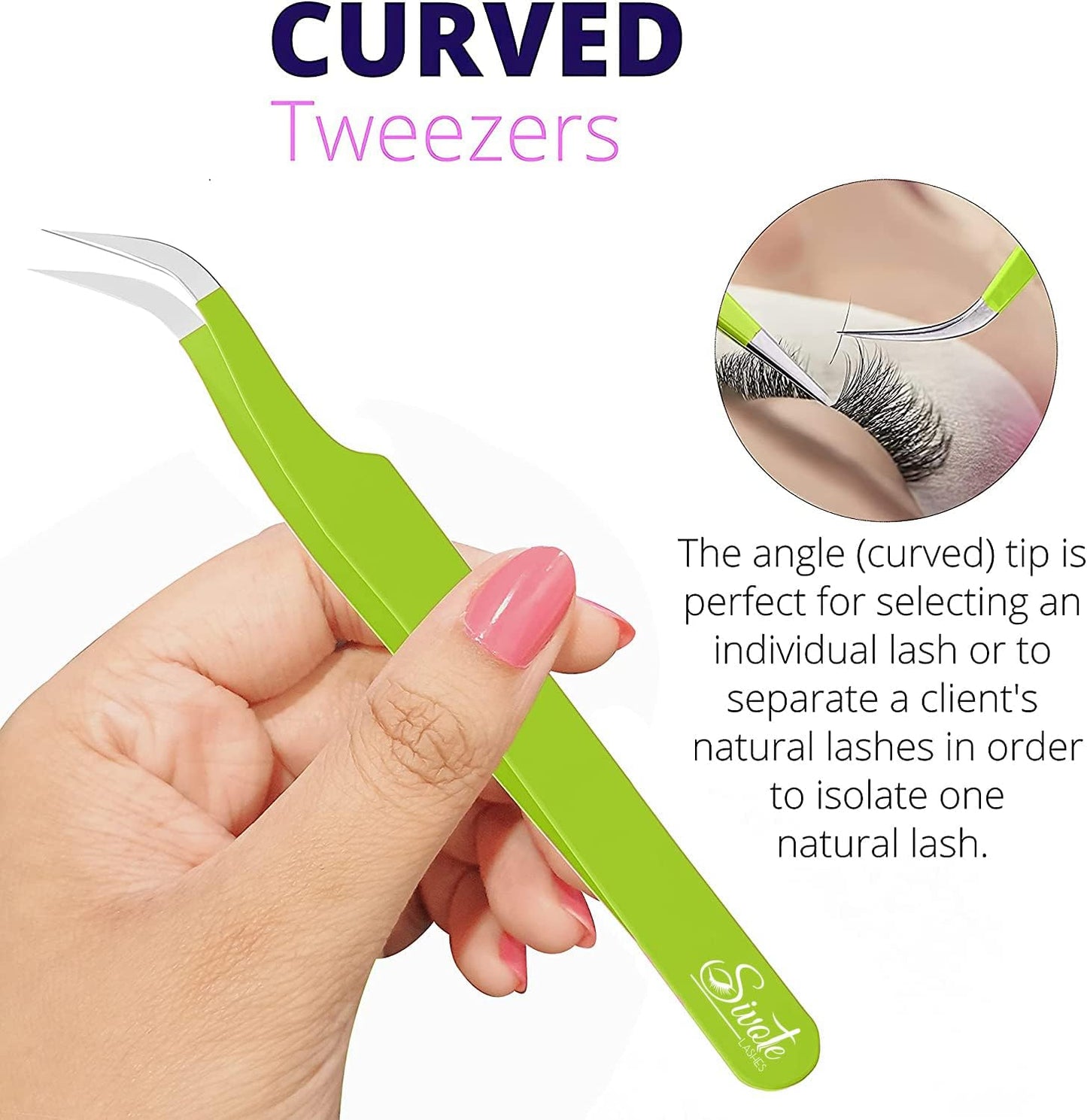 SIVOTE Lash Tweezers for Eyelash Extensions for Volume, Isolation & Classic Lashes, 3 Pack, Green