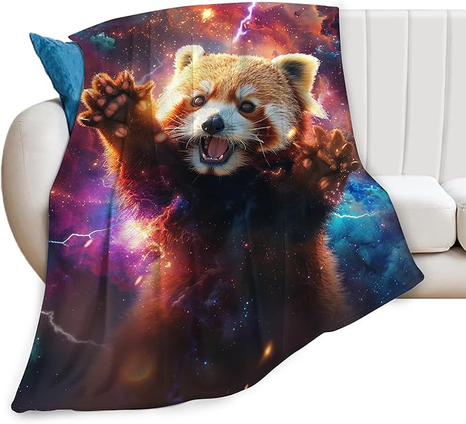Lesser Panda Blanket Funny Red Panda Gifts for Girls Boys Woman Kids Galaxy Animal Lover Throw Blankets Soft Blanket Warm Fleece Flannel Plush Blankets for Bed Sofa Couch 60"x80"