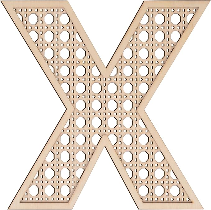 Large Boho Wooden Rattan Letters 12 inch for Nursery Decor Wood Letter X Wall Decors for Baby Girl Boy Bedroom Home Rustic Name Sign Birthday Wedding Decorative Letters