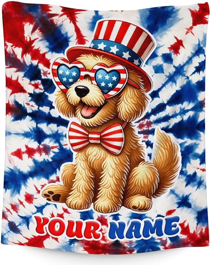 Personalized Blanket for Girls - 50" x 60" Inches Cute Dog Blankets for Teens - Golden Retriever Cozy Plush Throw for Sofa, Home