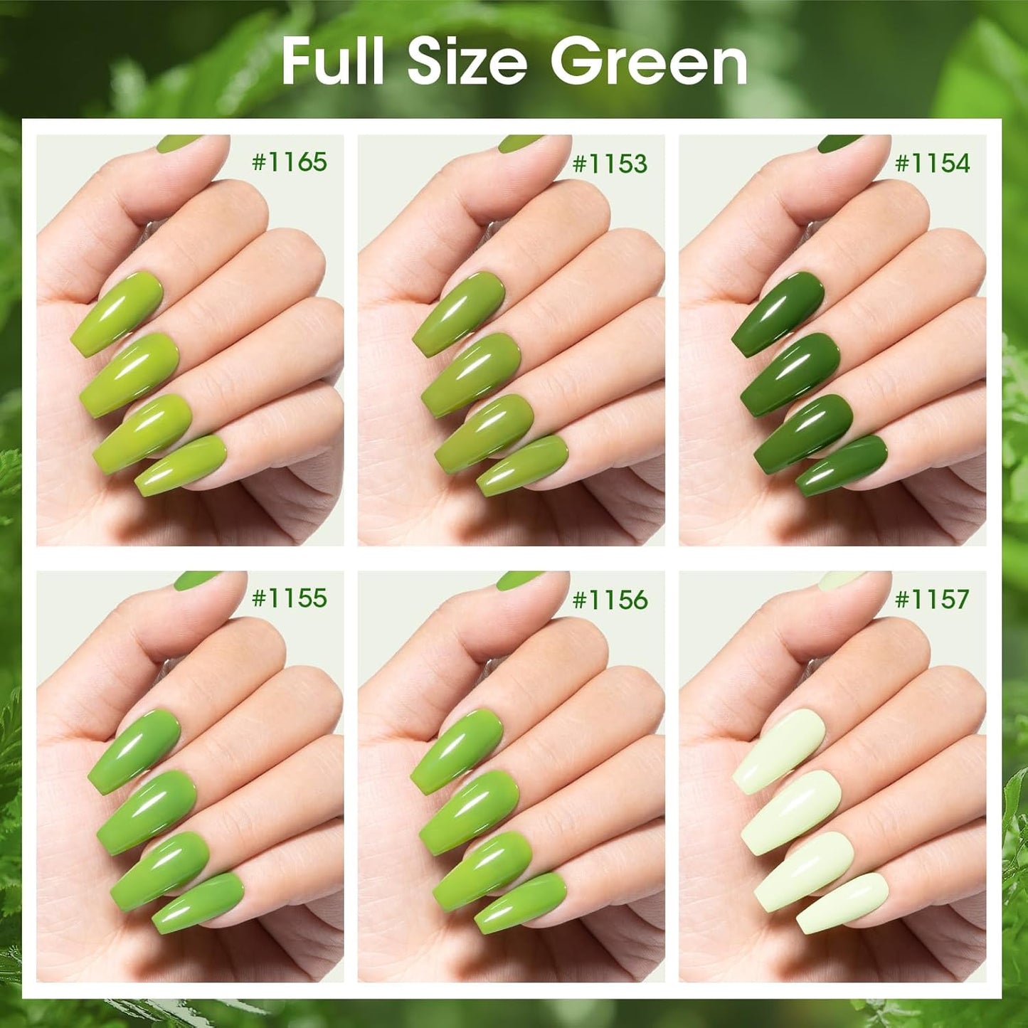 GELLEN Green Nail Polish Non Gel, Fast Air Drying Traditional Regular Green Nail Polish Spring Summer Full Size 6 Colors Lemon Olive Avocado Grass Mint Lime Set for Women Manicure St. Patrick's Day