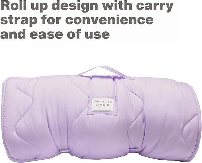 EVERYDAY KIDS Toddler Nap Mat with Removable Pillow - Born to Dance African American Ballerina - Carry Handle with Straps Closure, Rollup Design for Preschool, Daycare, Sleeping Bag - Ages 2-6 Years