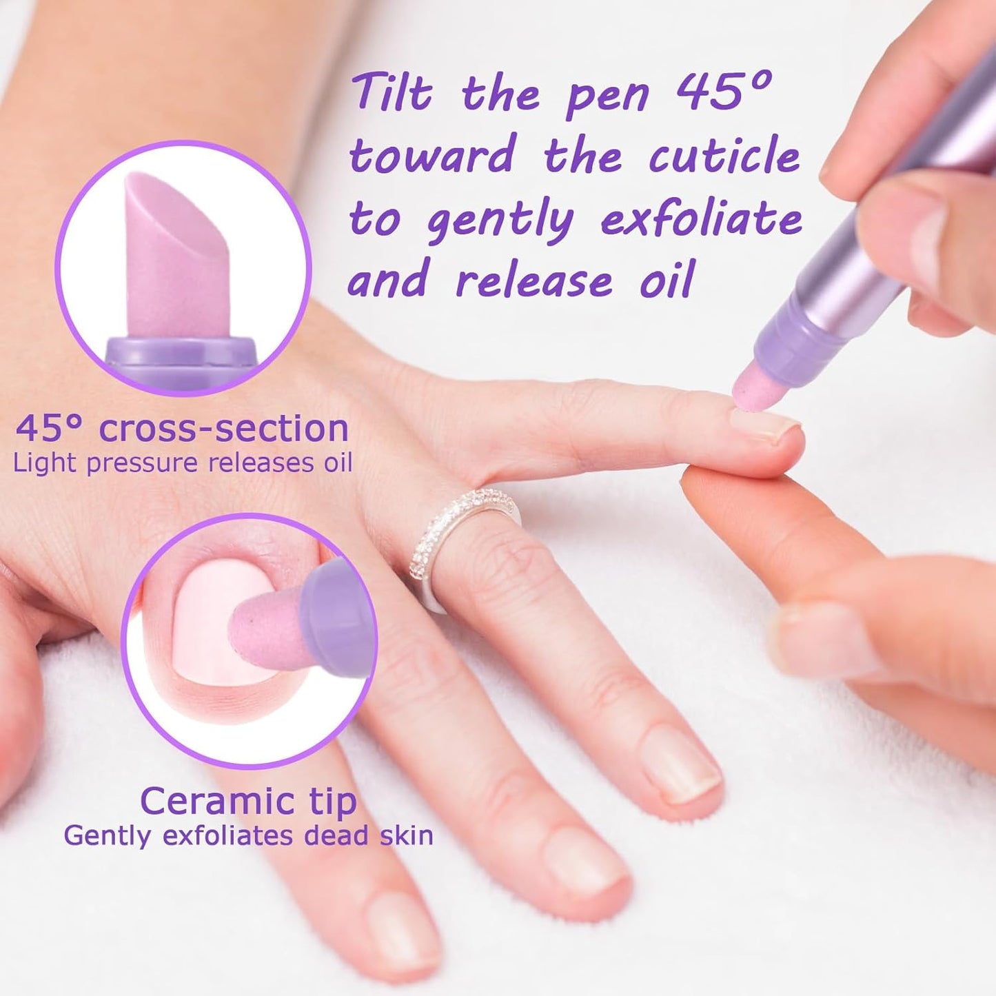 3 in 1 Cuticle Oil Pen, Nail Cuticle Remover Pen with Ceramic Tip Moisturize Strengthen Brighten Oil Applicators for Hangnails Dry Cracking Nails Repair