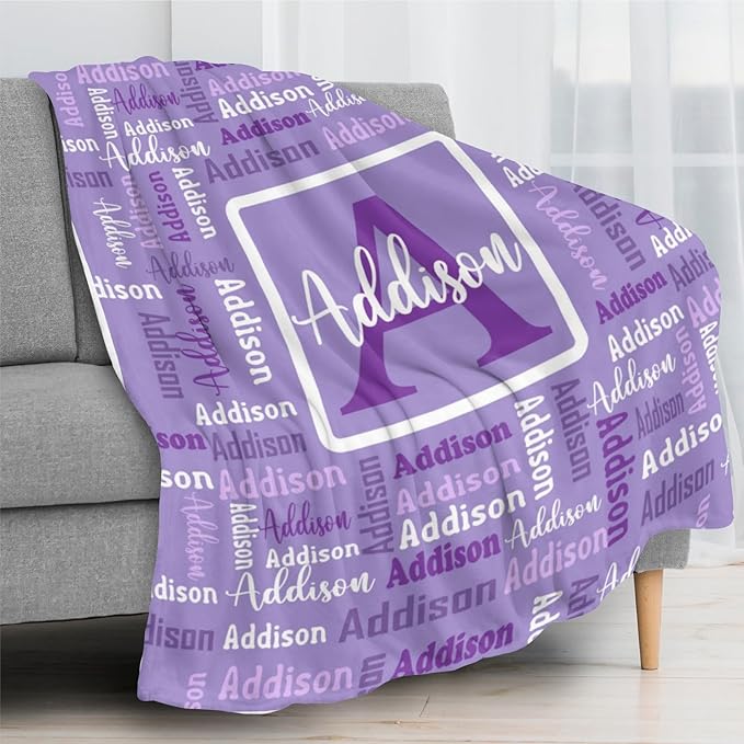 Dr.TOUGH Name Blanket Personalized Blanket for Adult Kids Flannel Customized Personalized Blankets and Throws