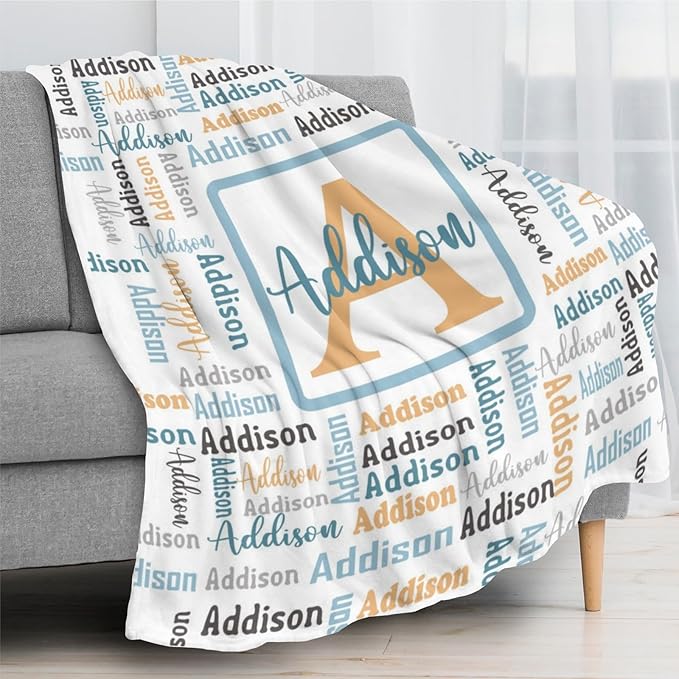 Dr.TOUGH Name Blanket Personalized Blanket for Adult Kids Flannel Customized Personalized Blankets and Throws