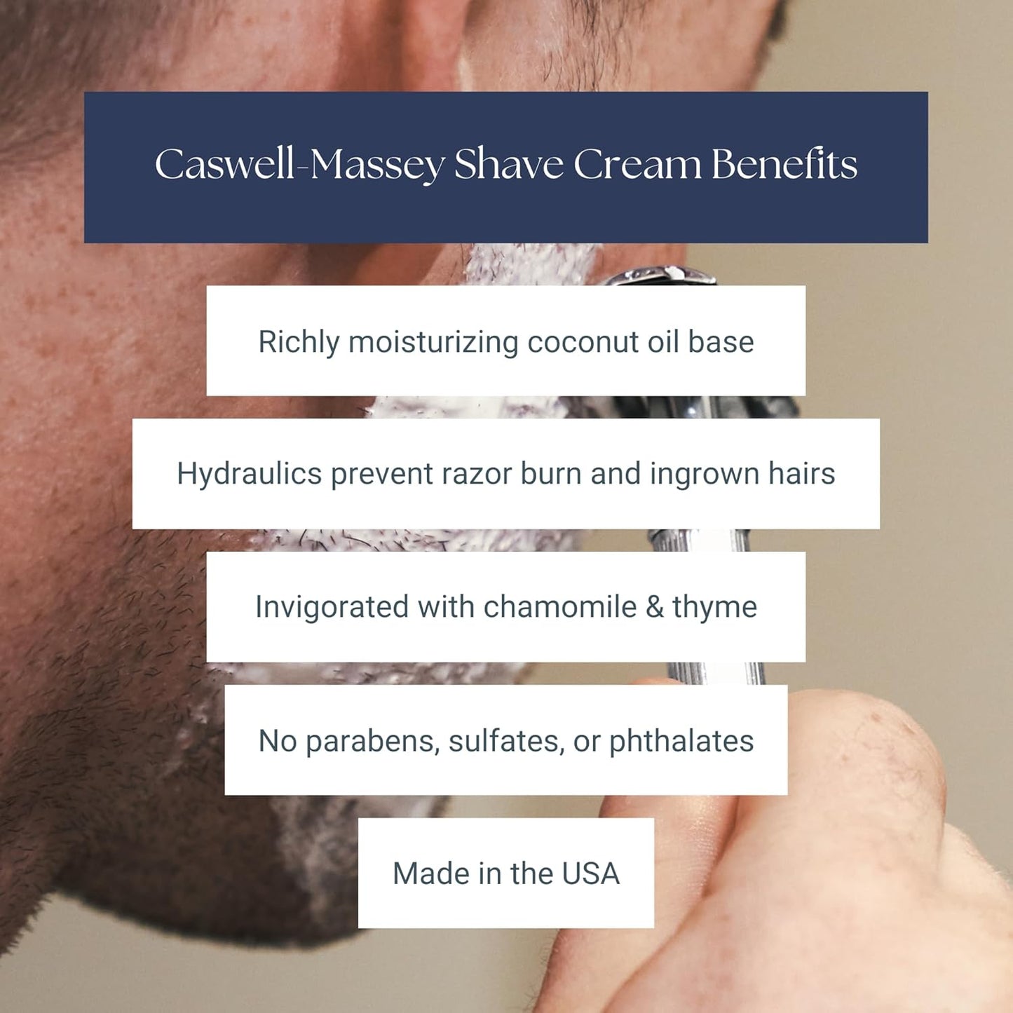 Caswell-Massey Heritage Almond Shave Cream, Natural Men’s Shaving Cream for Smooth Beard Shaving, Soothing for Sensitive Skin, USA Made, 8 Fl Oz
