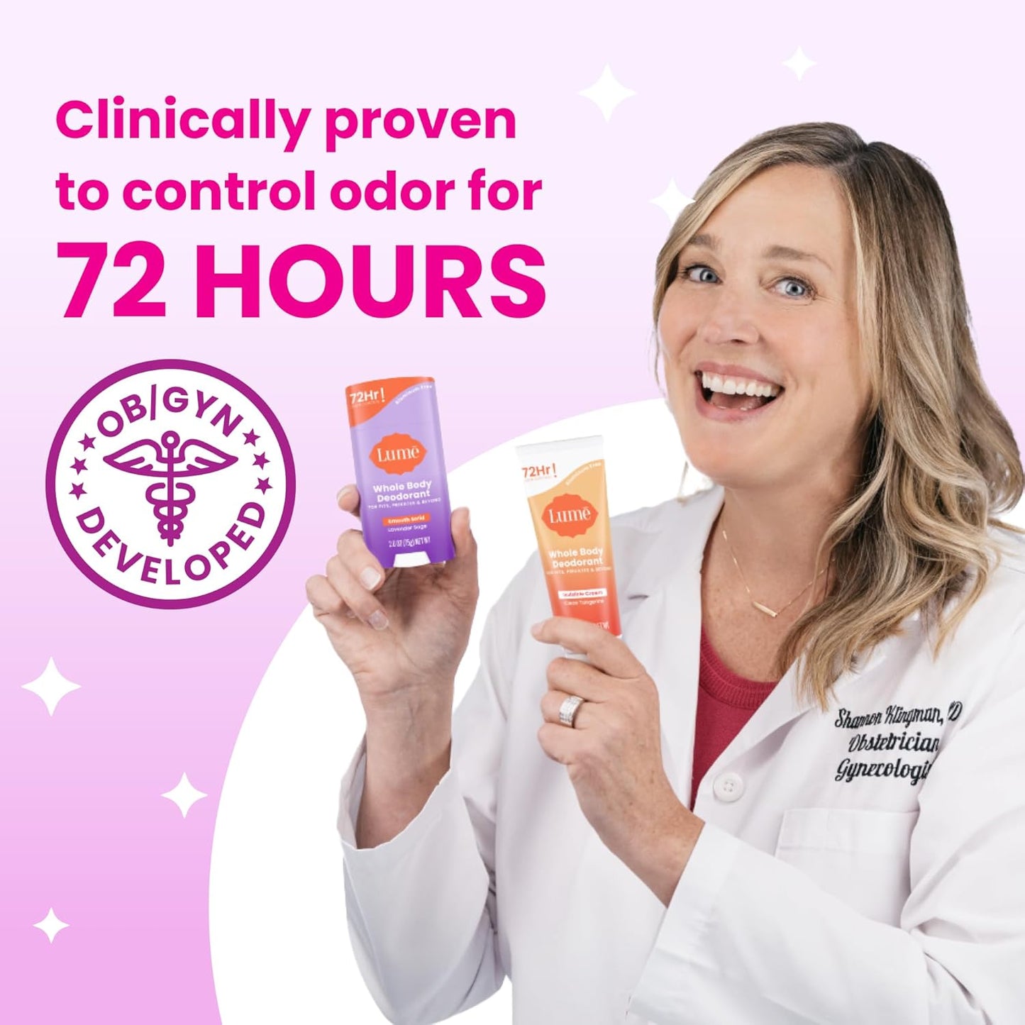 Lume Whole Body Deodorant - Invisible Cream Stick - 72 Hour Odor Control - Doctor Developed - Aluminum Free, Baking Soda Free and Skin Loving - 2.2 Ounce (Pack of 2) (Vanilla Bliss)