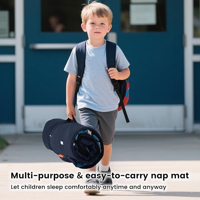 PHF Shark Toddler Nap Mat Set, with Removable Pillow for Toddler Boys, Soft and Lightweight for Daycare, Preschool, Travel, Kindergarten Sleeping Bag, Fits Ages 3-6 Years, Shark