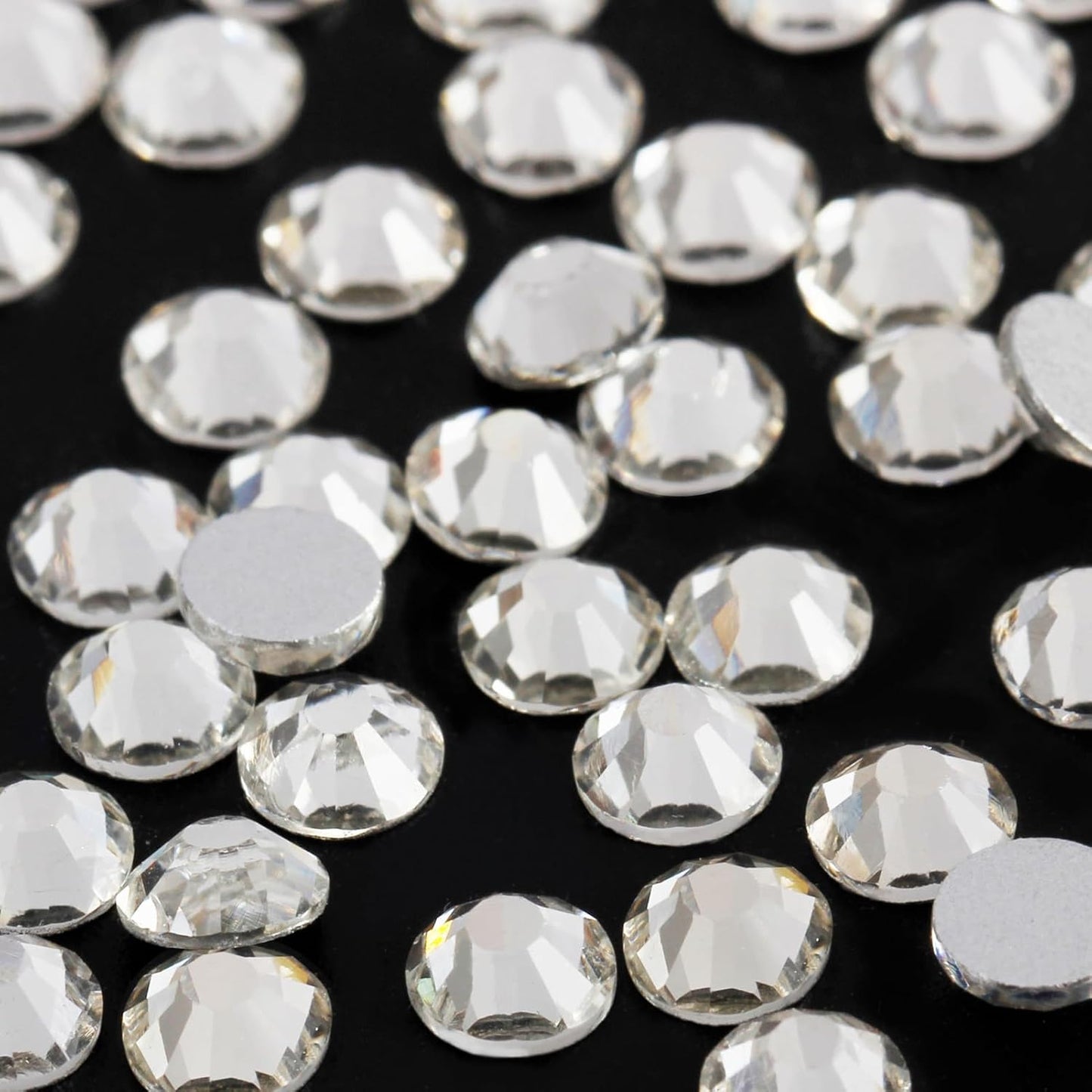5000PCS SS6 Flatback Rhinestones | 12-Facet Diamond-Cut Glass Gems for Nail Art, Clothing, DIY Crafts |Glue-On Decoration Stones with Silver Backing(Crystal)