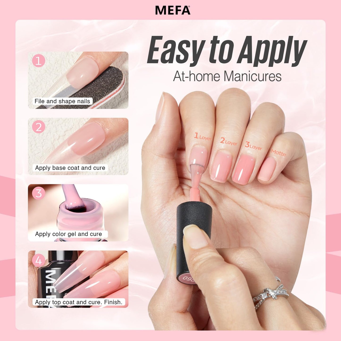 MEFA Jelly Gel Nail Polish Set, 12 Colors Nude Pink Milky White Sheer Nail Polish Neutral Transparent Gel Nail Soak Off DIY Nail Art Home Salon Manicure Gifts for Girls