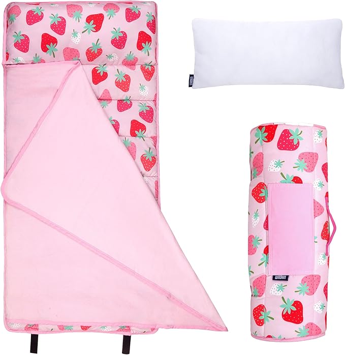 Wildkin 43-inch Kids Nap Mat – Soft Microfiber Toddler Sleeping Mat with Pillow