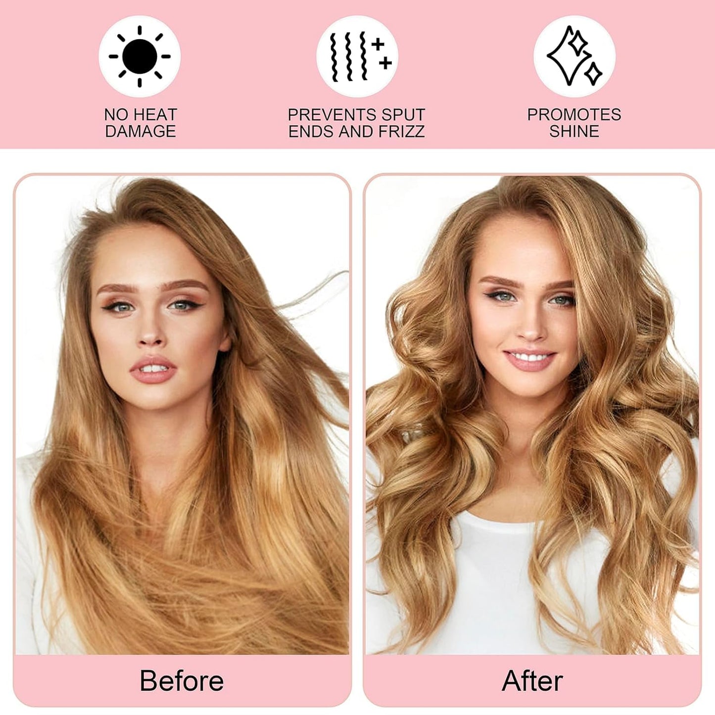 Heatless Curling Rod Headband, Upgraded 60" Extra Long Heatless Curls Headband Soft Hair Curlers to Sleep In Hair Rollers No Heat Curls (Deep Pink)