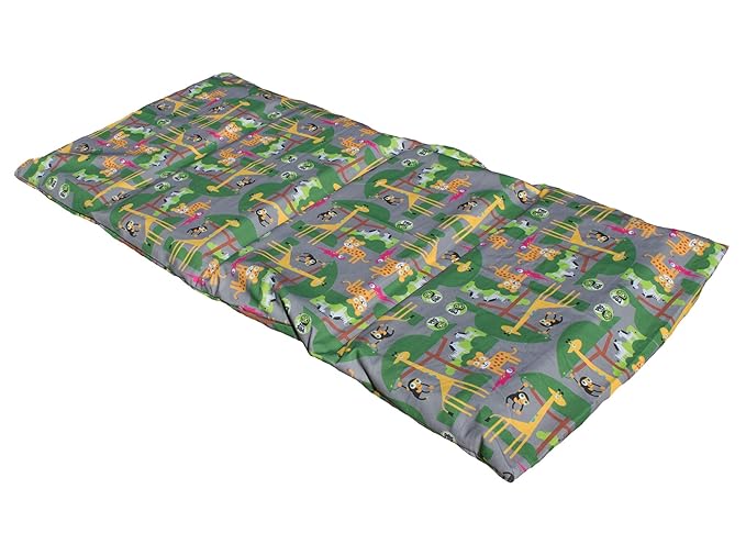 KinderMat 1.5" Thick + PBS Kids KinderBundle - Washable Cover, Special Edition - Safari Party - Regular, Sheet is 47" x 22", Value Bundle Great for Daycare & Family Households,