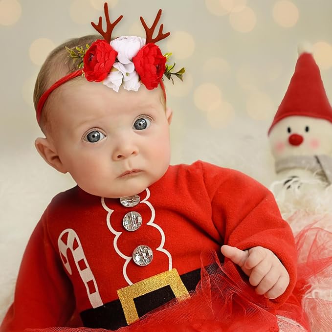 cherrboll 3pcs Baby Girl Headbands Flowers, Super Soft & Stretchy Nylon Floral Hairbands for Newborn Toddler