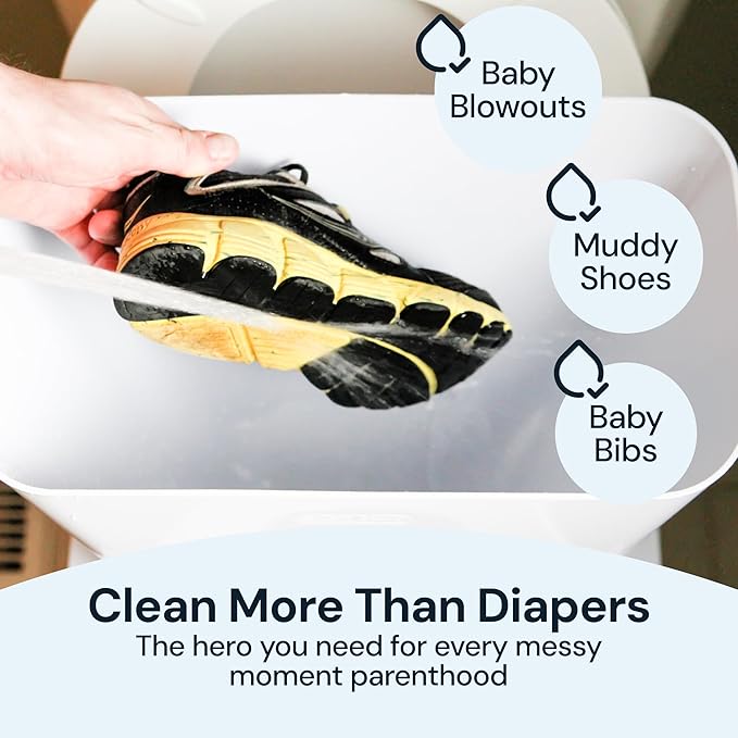 Cloth Diaper Sprayer Splatter Shield - White, Plastic, 1 Count - Splash-Proof Diaper Sprayer Shield - Essential Baby Registry Must-Haves - Portable Nursery Bucket for Baby Essentials