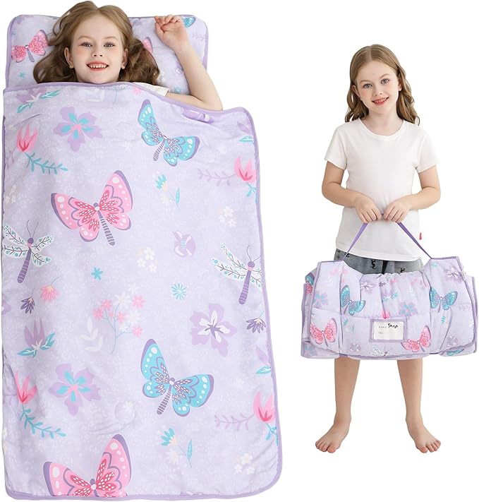 Viviland Toddler Kid Nap Mat for Preschool, Slumber Bag with Pillow and Blanket, Daycare Sleeping Bag Kindergarten Sleep Mat