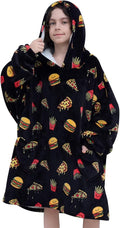 Fiosnow Pizza and Chips Blanket Hoodies for Kids 6-13YR Oversize Wearable Blanket Hoodies for Boys Girls Teens