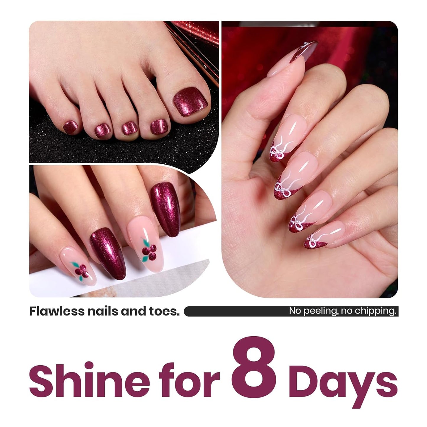 Beetles 1Pcs 15ml Red Nail Polish,Nail Polish Fast Drying & Long Lasting Nail Lacquer Red Cheerful Crimson Glitter Art Effect for Nail DIY Salon at Home Gifts for Women