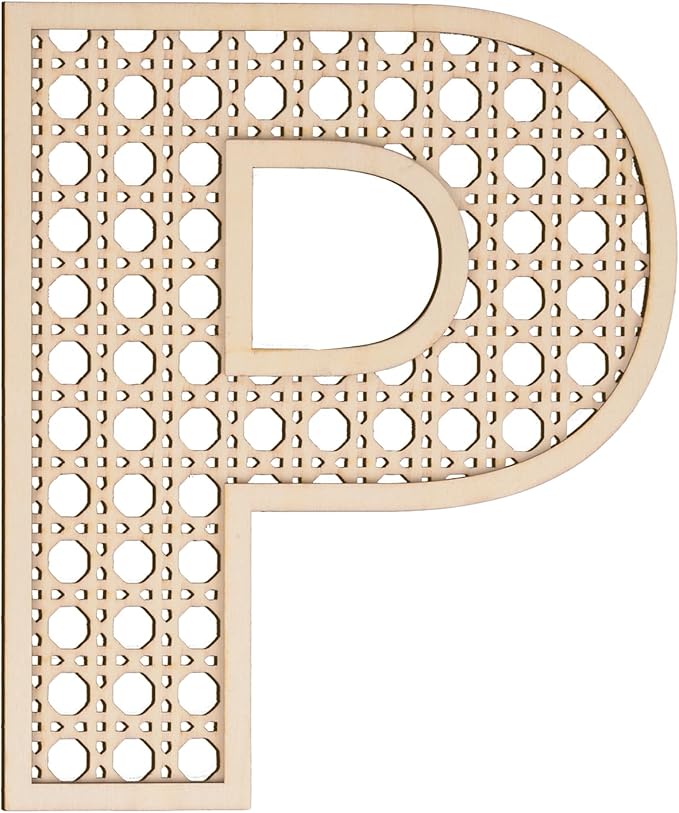 Large Boho Wooden Rattan Letters 12 inch for Nursery Decor Wood Letter P Wall Decors for Baby Girl Boy Bedroom Home Rustic Name Sign Birthday Wedding Decorative Letters
