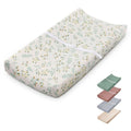 Blissful Diary Muslin Baby Changing Pad with Waterproof Lining Foam, Diaper Changing Table Pad with Cover for Dressers (Botanical Leaf, Rectangular)