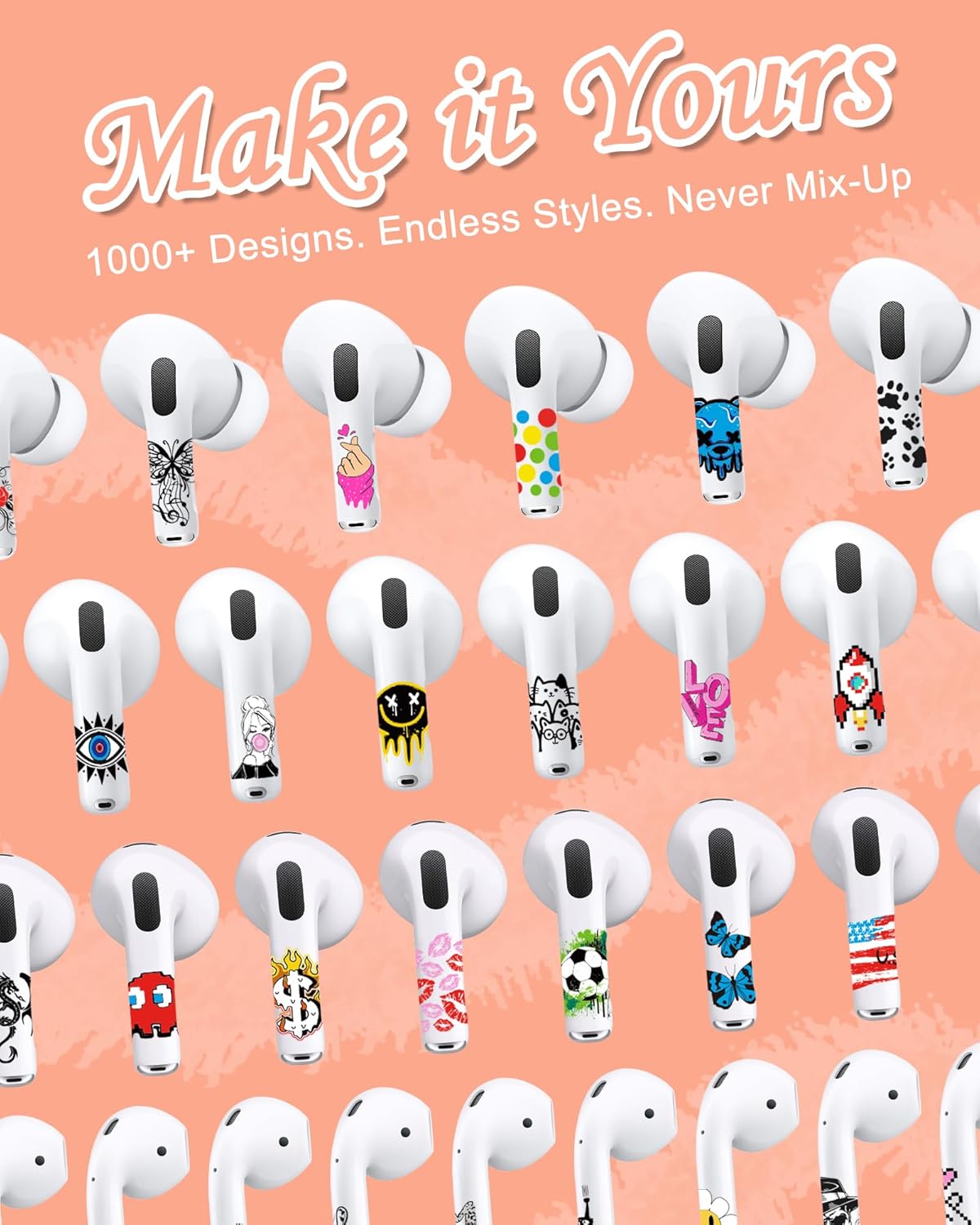 ROCKMAX for Red Rose AirPods Pro 2 Sticker, Elegant Floral AirPods Skins for Earbuds, Compatible to AirPods Pro 2nd Genaration Case Cover, Ideal for Fashion Women and Teenagers, with Cleaning Kit