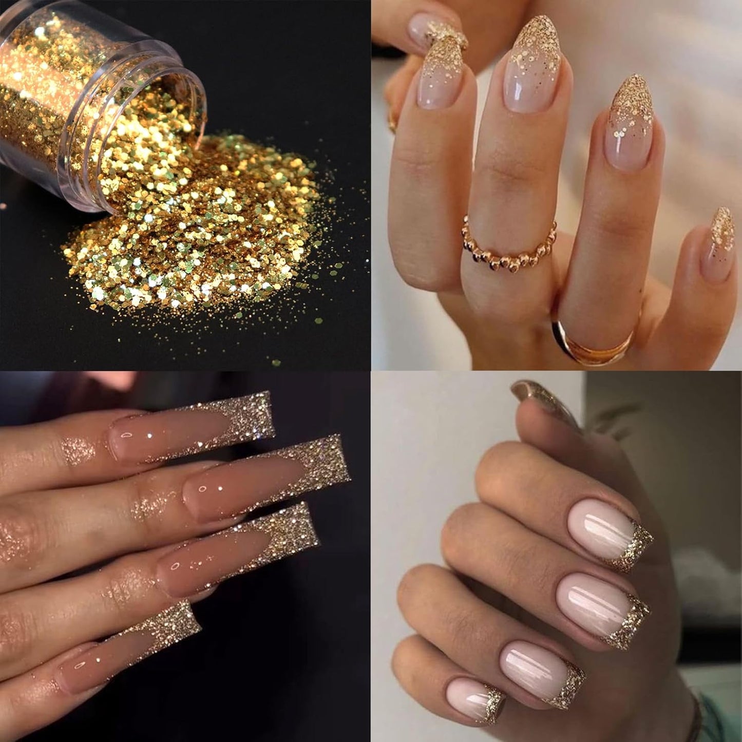 Nail Art Rhinestones Flatback Gold Nail Charms Multi Shapes Crystal Nail Supplies Mixed Nail Glitter Foil Design Nail Gems Nail Accessories for Women Nail Decorations., 3.0 Count