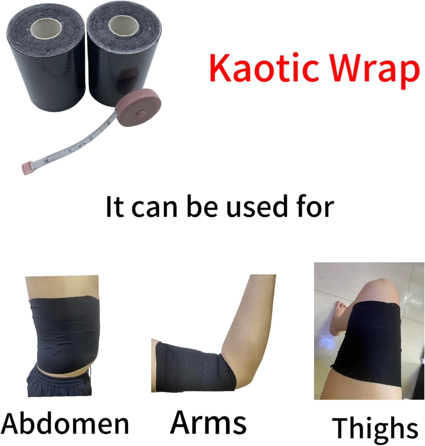 Body Stomach Compression Tape- Extra Wide Kaotic Magic Tape for Workout& Sweater Enhancer& Skin Protection (Black/10CM*5M) (2 Rolls)