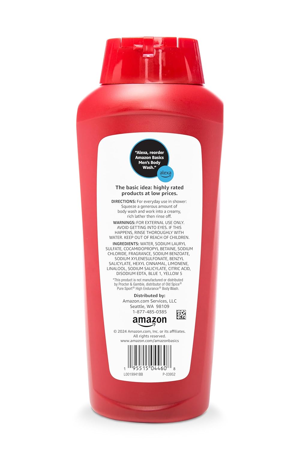 Amazon Basics Mens Soap Body Wash, Sport Scent, 18 Fluid Ounce, Pack of 6