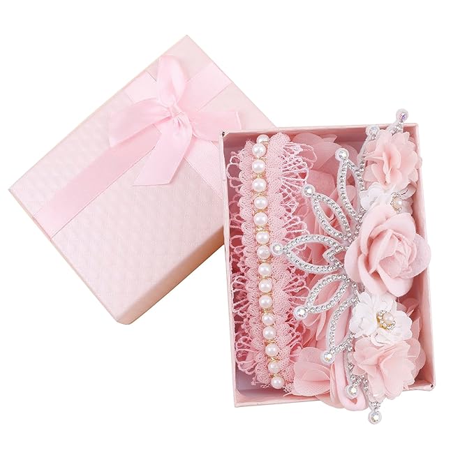 cherrboll 3pcs Baby Girl Headbands Flowers, Super Soft & Stretchy Nylon Floral Hairbands for Newborn Toddler