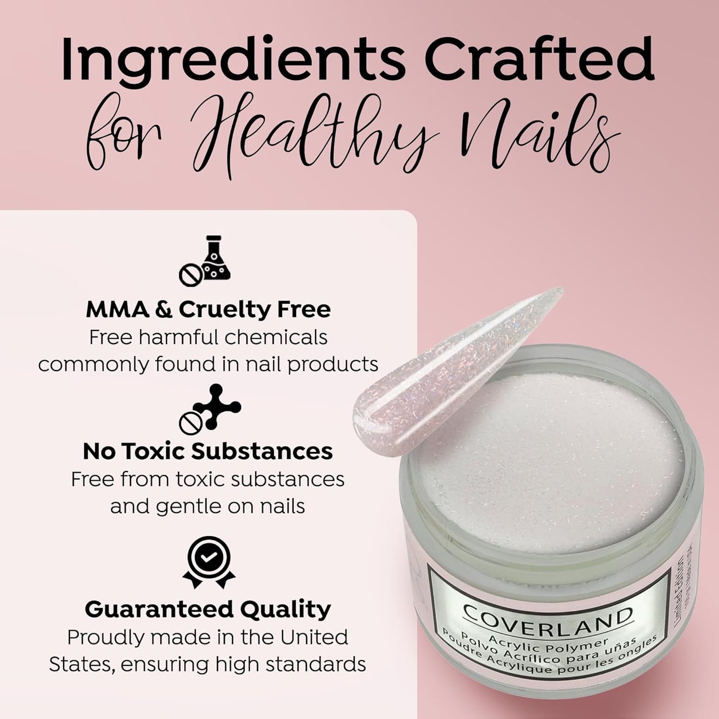 Tones Coverland Acrylic Nail Powder "I Do" - Limited Edition Acrylic Powder for Nail Design, Sculpting, and Masking Nail Bed Imperfections - Professional Acrylic Nail Supplies - (1.5 Oz)