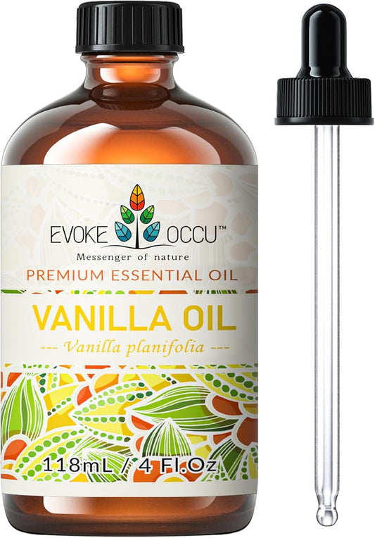 EVOKE OCCU Vanilla Essential Oil for Relaxation in The Home Office Living Room, Add to Diffuser Candle Soap - 4 Fl Oz