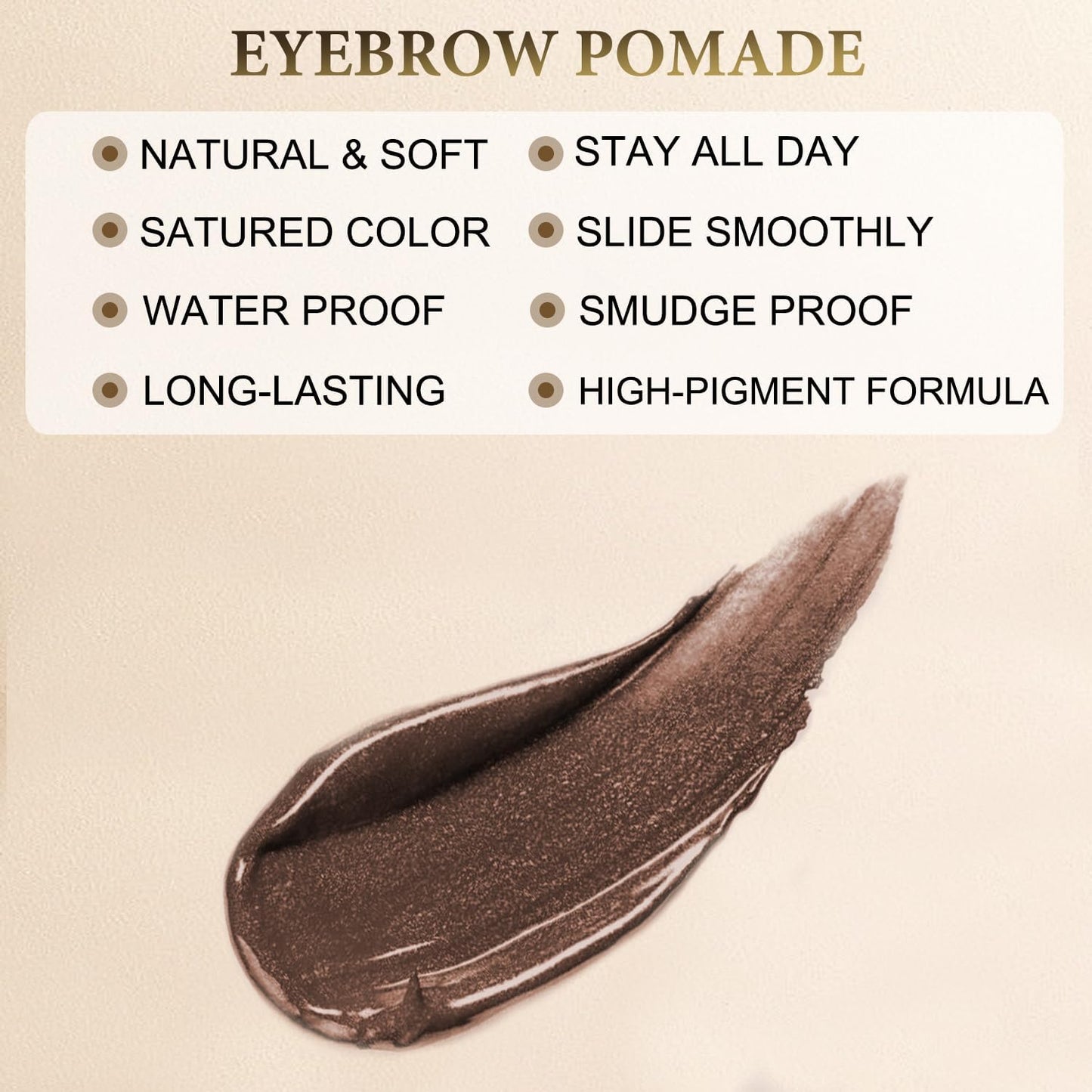 Eyebrow Pomade - Waterproof Brow Pomade for Long-lasting Results,Smudge Proof and Sweat Resistant Formula,Natural Eyebrow Makeup for All Skin Types and Tones - Espresso