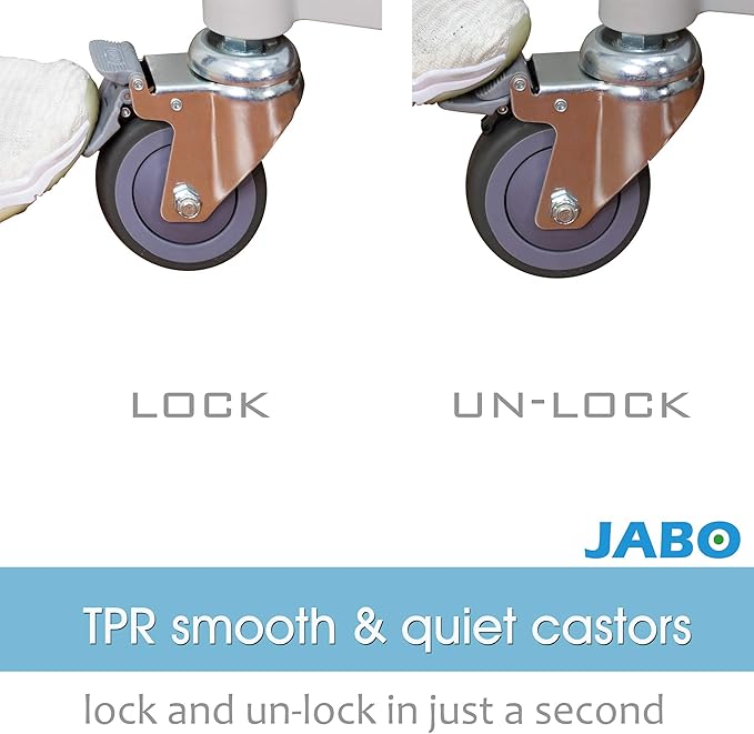 JaboEquip Commercial Heavy Duty Cabinet Rolling Medical Cart, Utility Cart, with 2 Lockable Doors Hospitality School Lab cart Service Cart, JB-3D2, Black Color