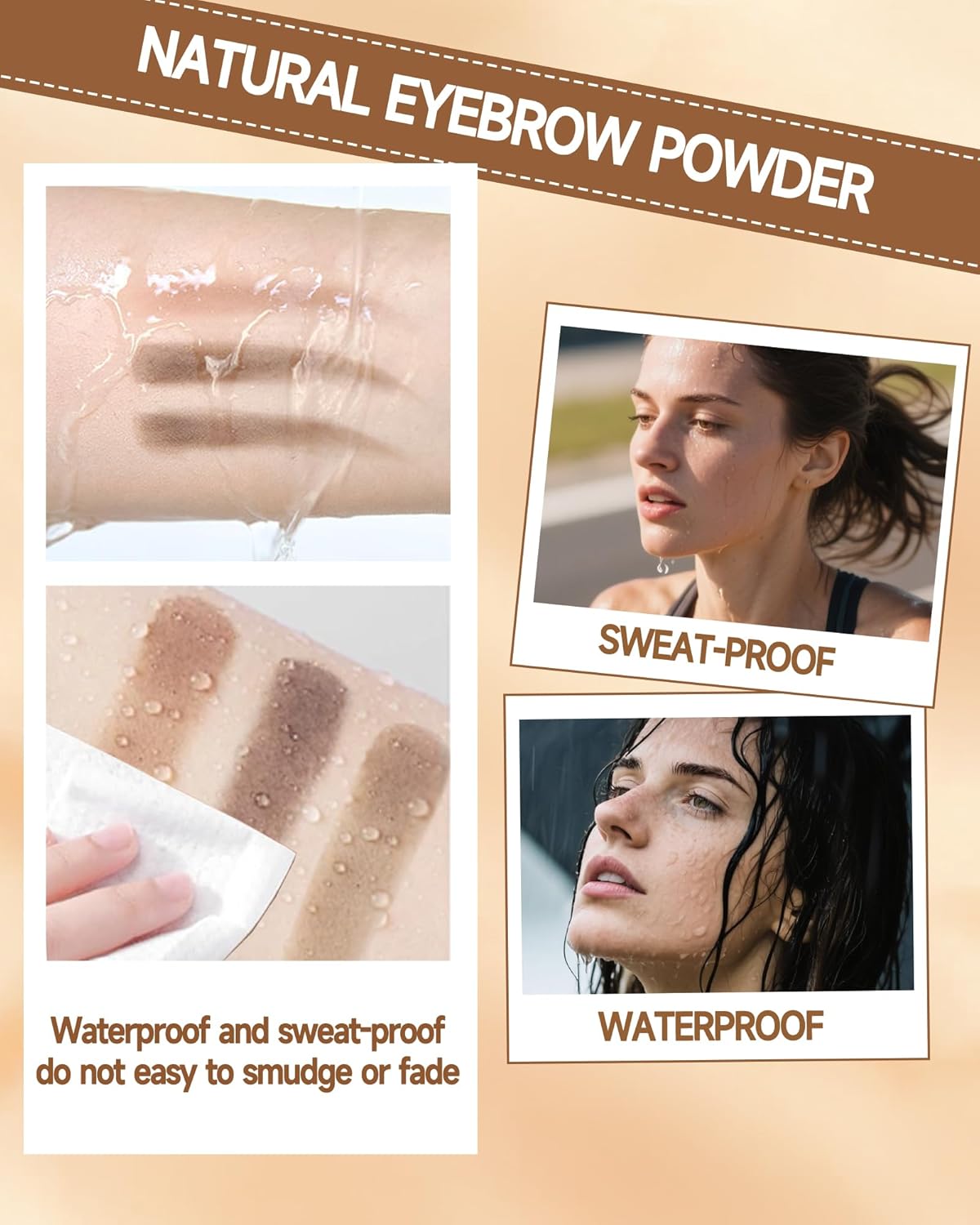 Eyebrow Powder Makeup Kit, 3 in 1 Eyebrow Kit, Brow Powder Palette Waterproof Long-Lasting, Black Brown White Brow Filler, Fill & Sculpt Full Eyebrow Kit for Women, With Mirror,Brush & Razor Set 01